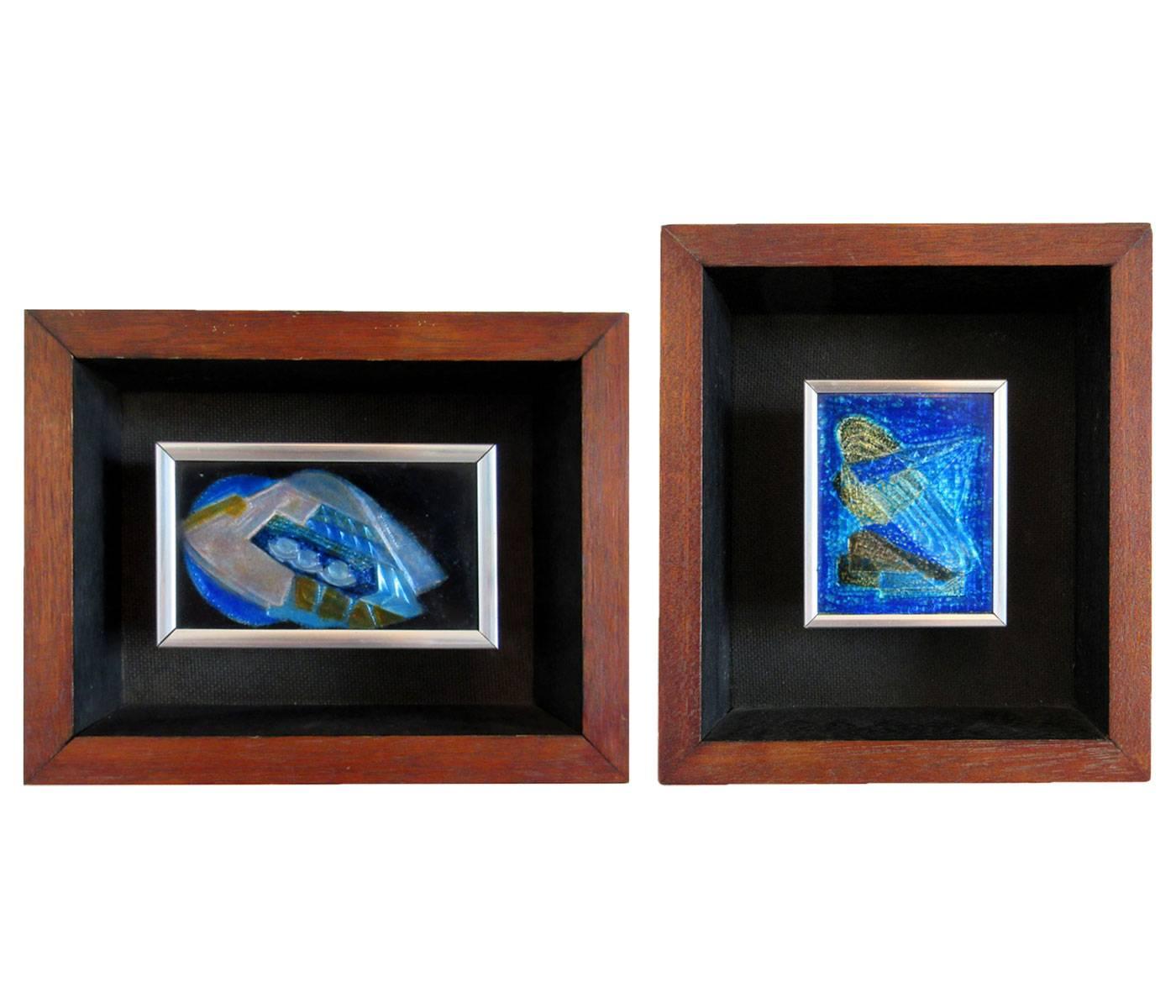 Two "Space" Themed Enamel on Copper Pieces by John Puskas For Sale