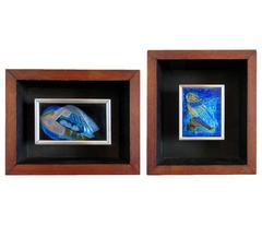 Two "Space" Themed Enamel on Copper Pieces by John Puskas