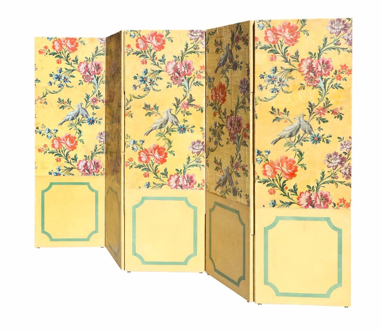 Louis XVI A Hand Painted Four Panel French Screen