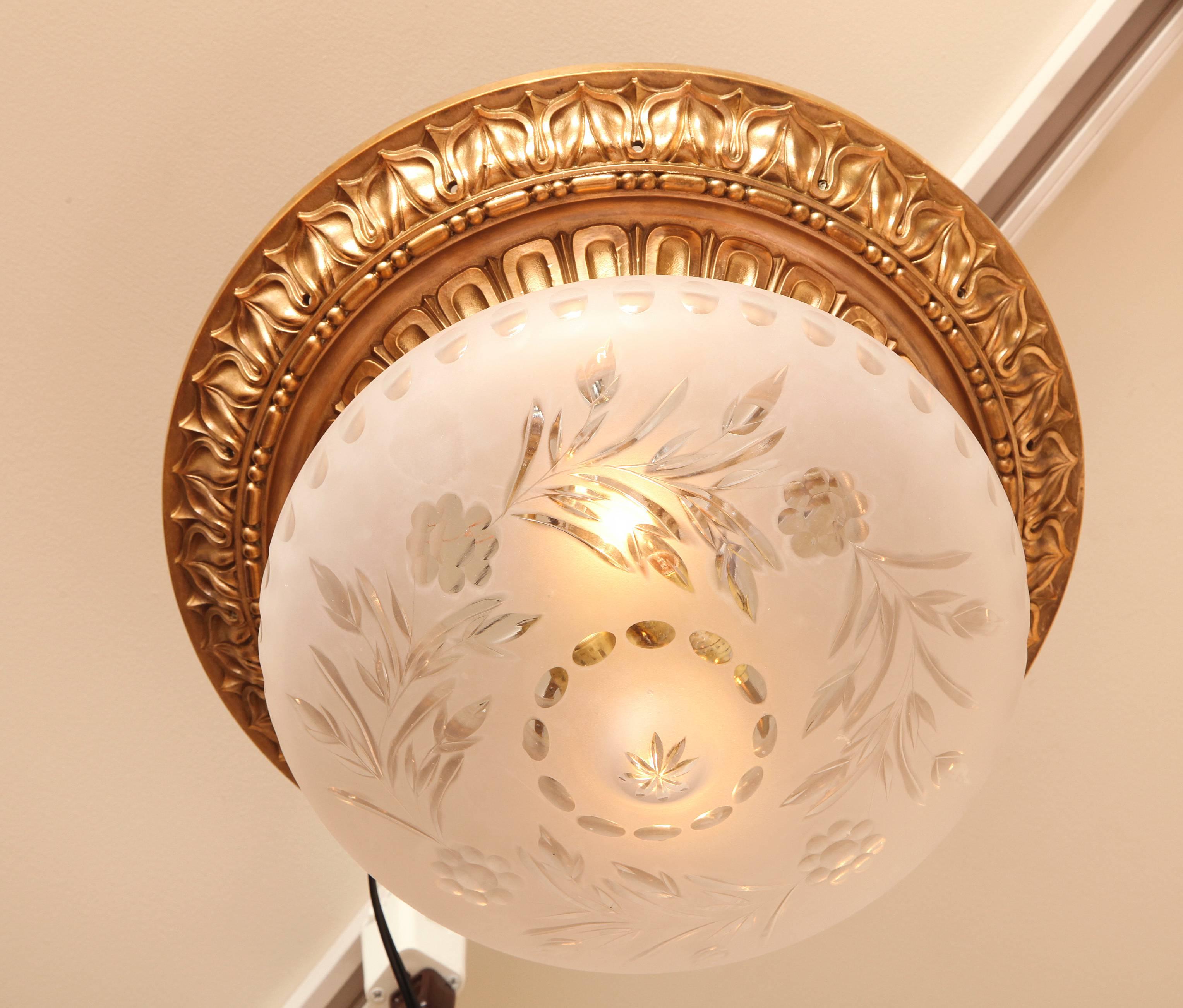 American A Bronze Flush Mounted Ceiling Light by E.F Caldwell