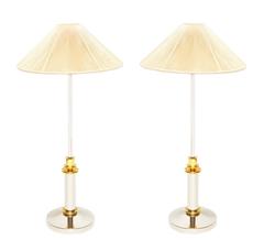 Pair of Two Tone Karl Springer Style Table Lamps
