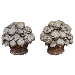 Pair of Reconstituted Stone Floral Baskets 3