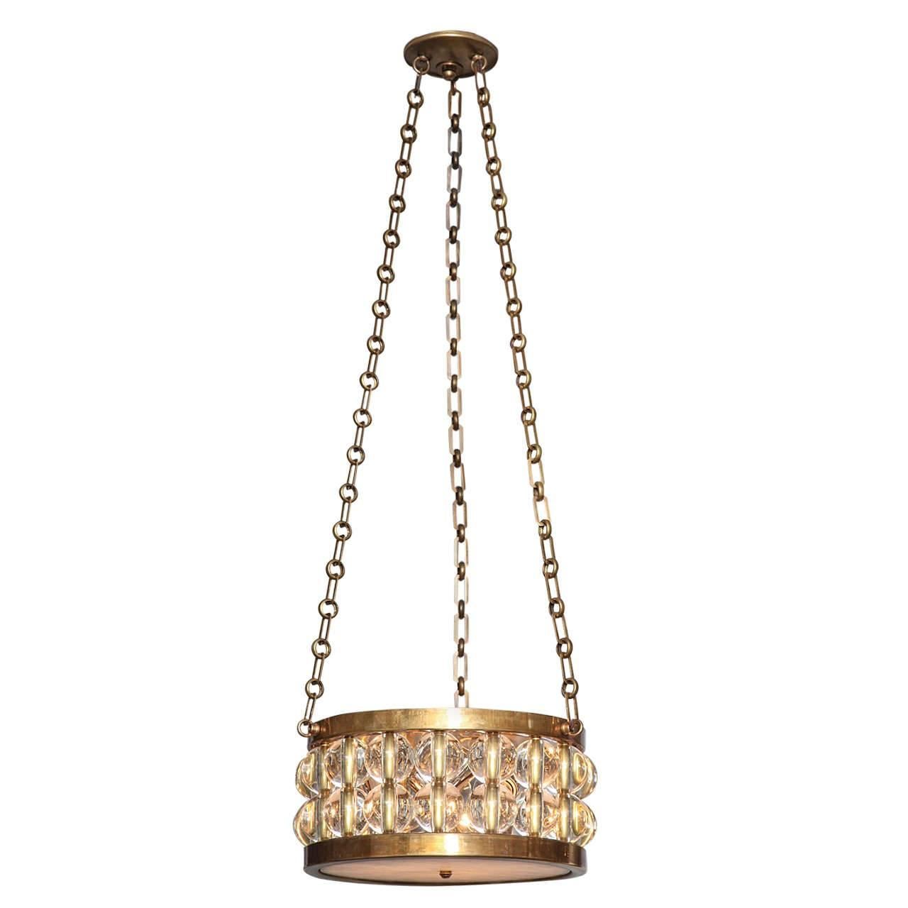 Two-Tiered Tambour Pendant Light With Chain by David Duncan