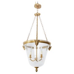 Antique Ram heads Louis XIV Glass bell lantern