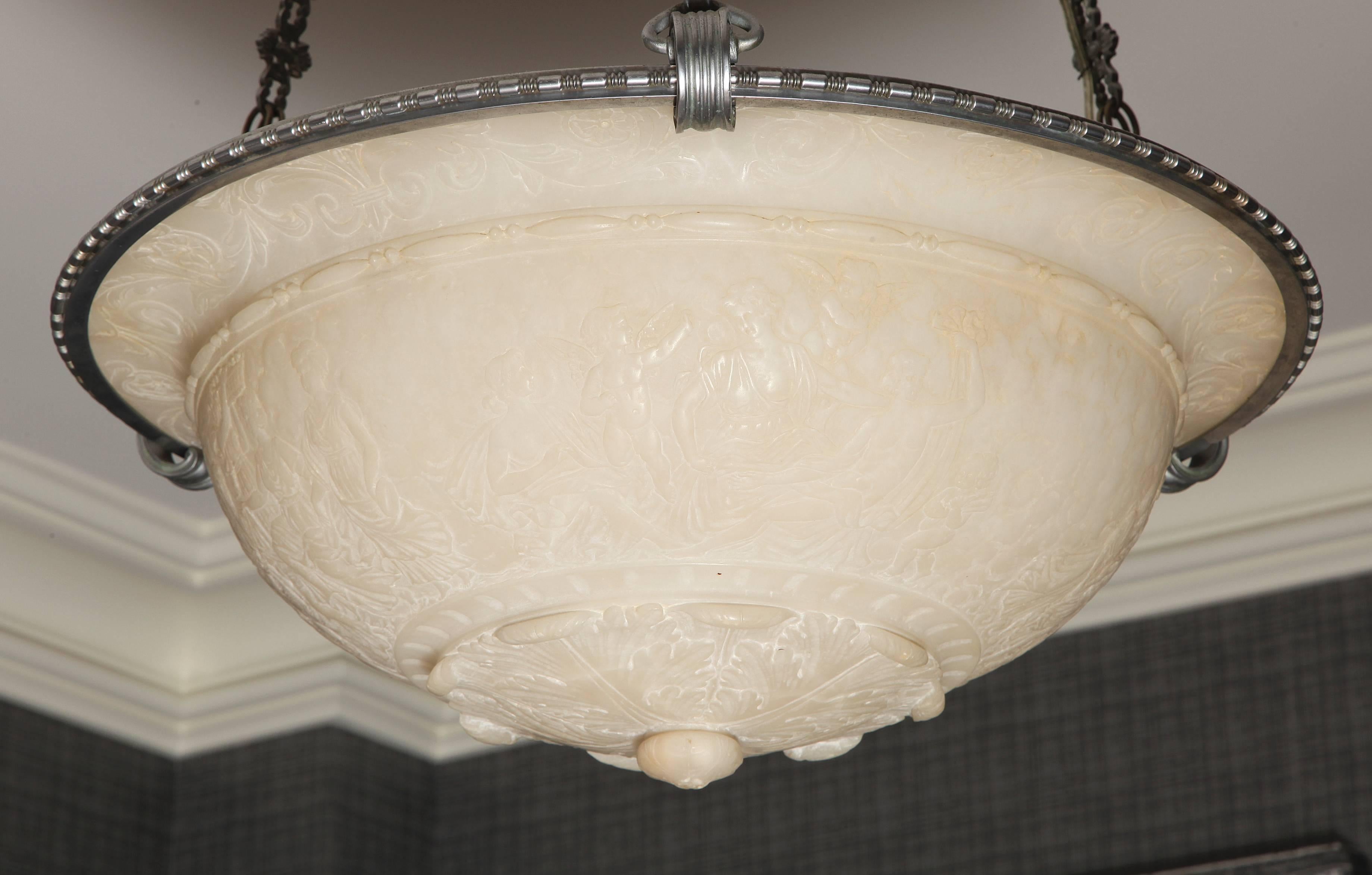 Caldwell Alabaster Pendant Fixture In Excellent Condition In New York, NY