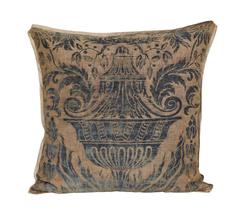 Two Similar Rare Damask Fortuny Fabric Cushions