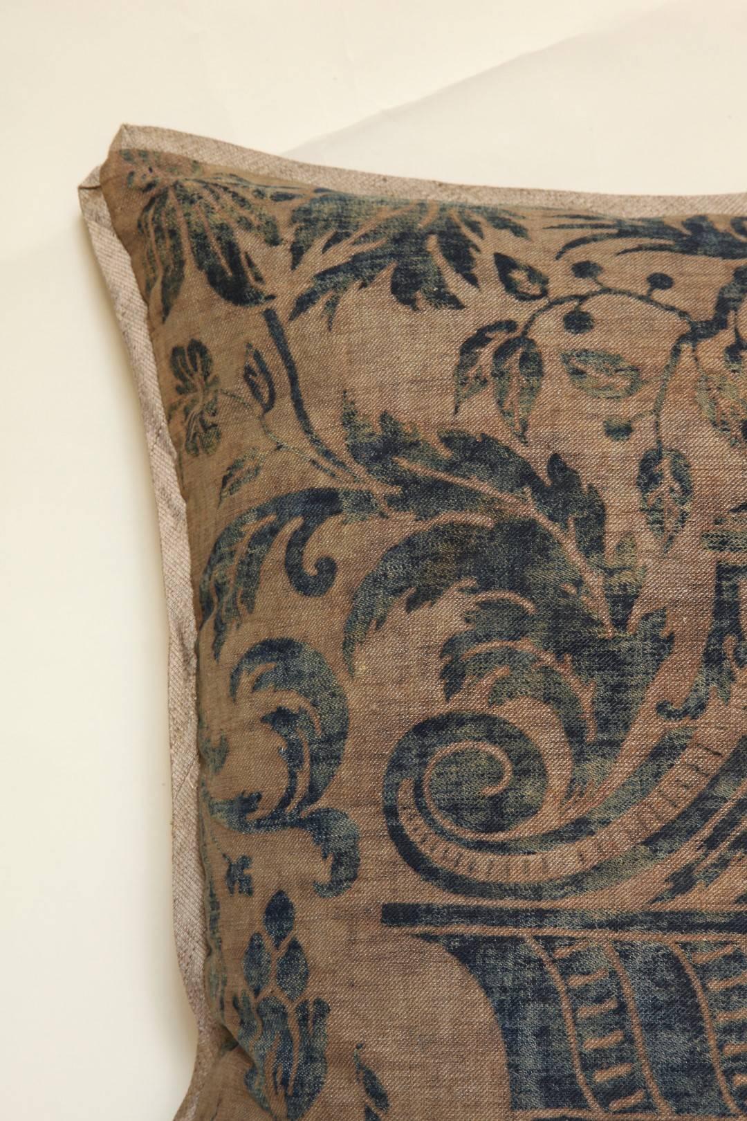 Two Similar Rare Damask Fortuny Fabric Cushions 1
