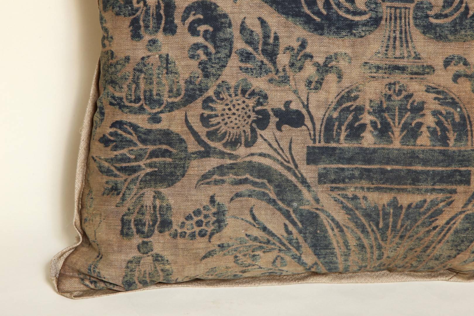 Two Similar Rare Damask Fortuny Fabric Cushions 4