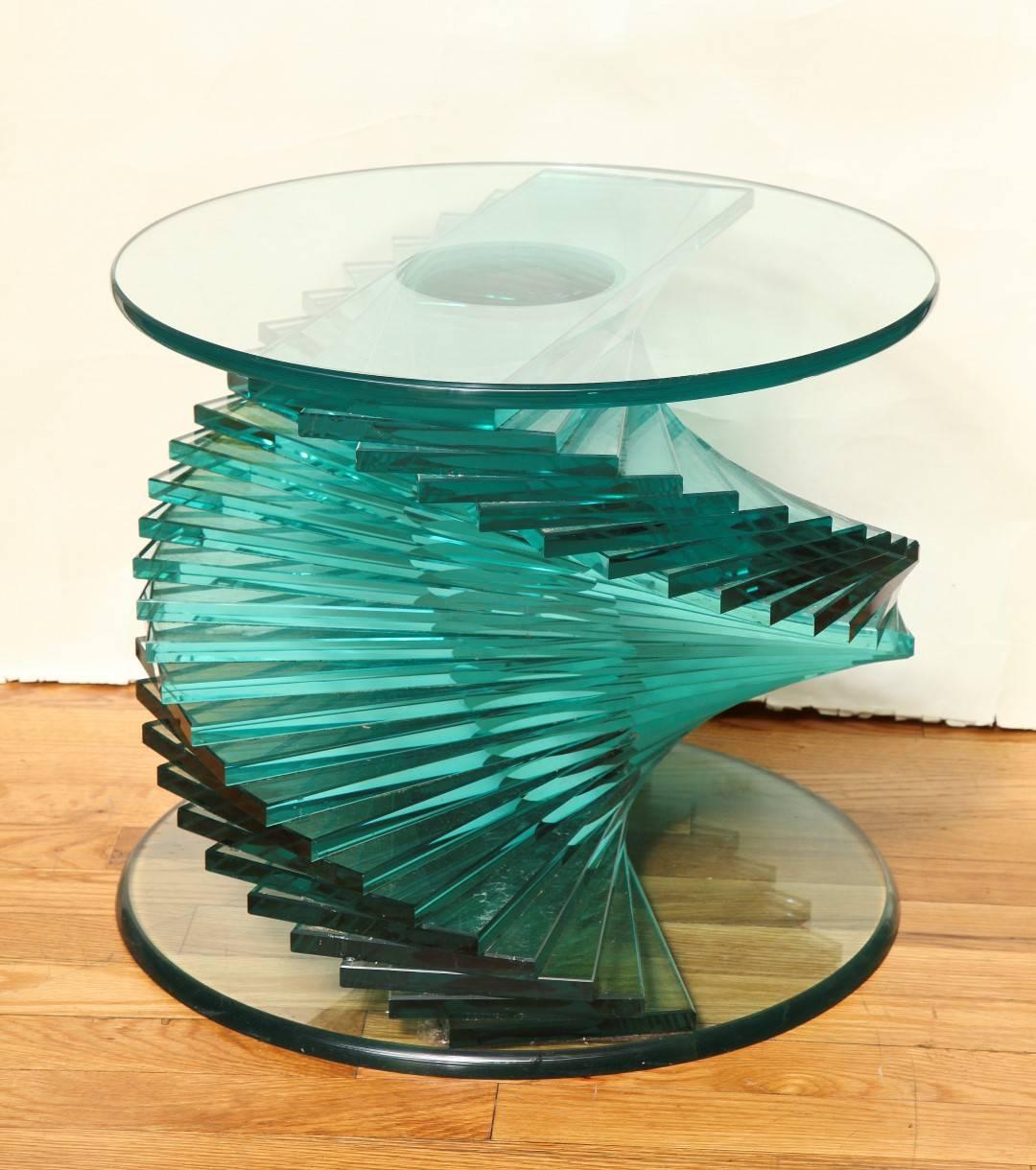 Small Glass Side Table with Polished Glass Top 1