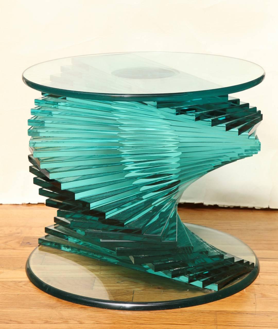 Small Glass Side Table with Polished Glass Top 5