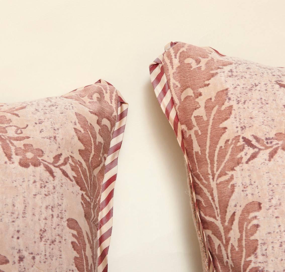 Contemporary Pair of Vintage Fortuny Fabric Cushions in the Boucher Pattern