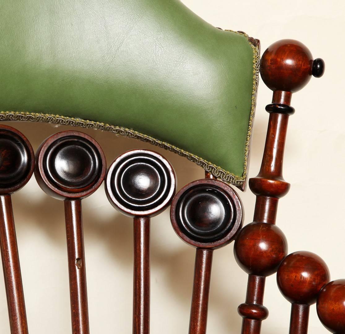 Matching Green Upholstered Armchair and Rocker by Hunzinger 5