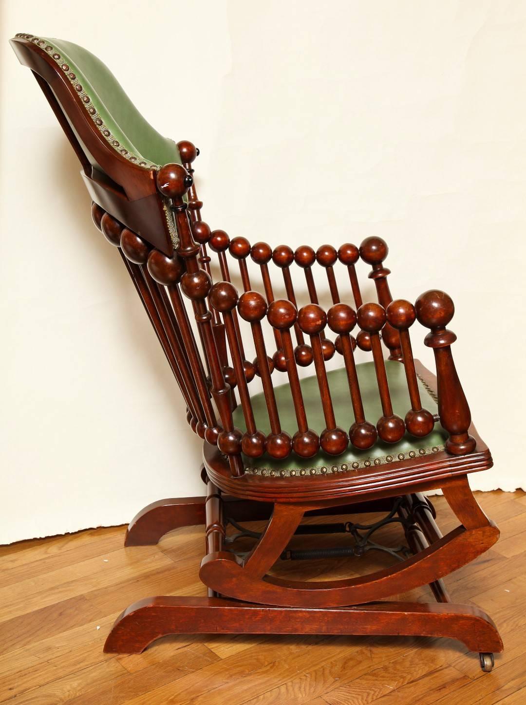 Matching Green Upholstered Armchair and Rocker by Hunzinger 3