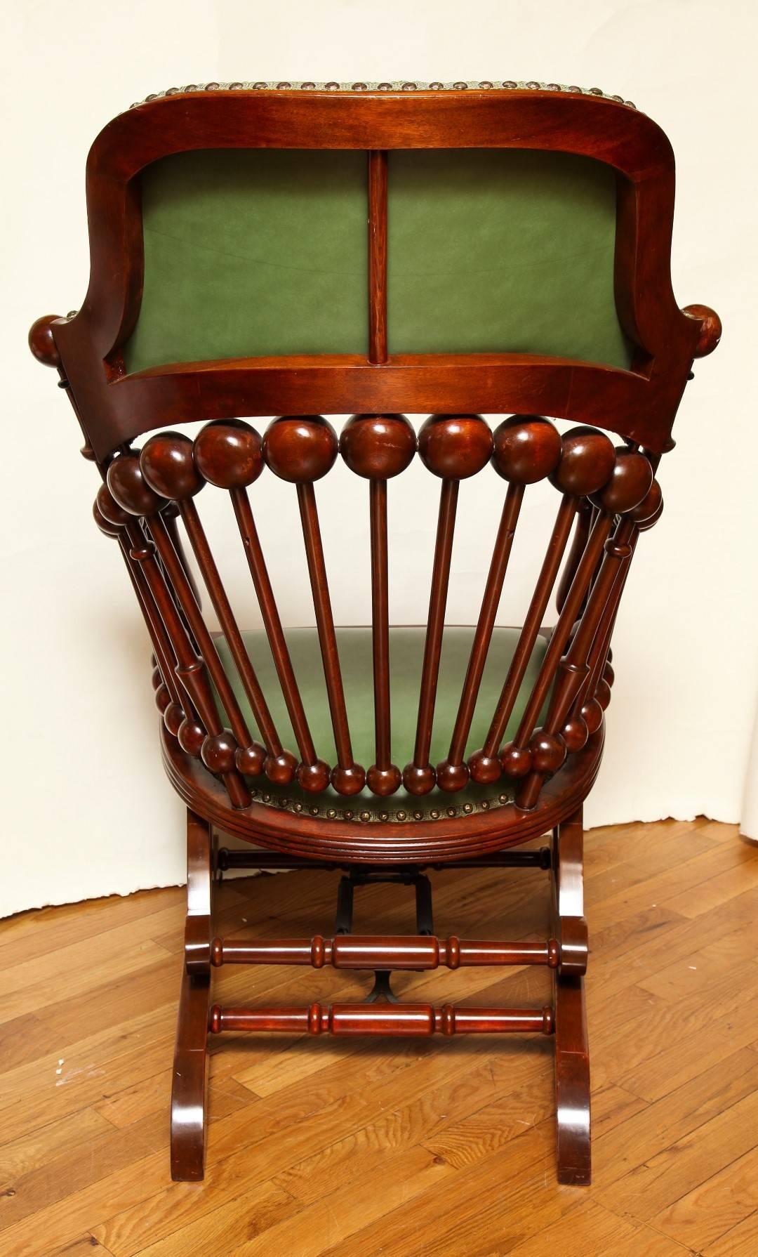 Matching Green Upholstered Armchair and Rocker by Hunzinger 4