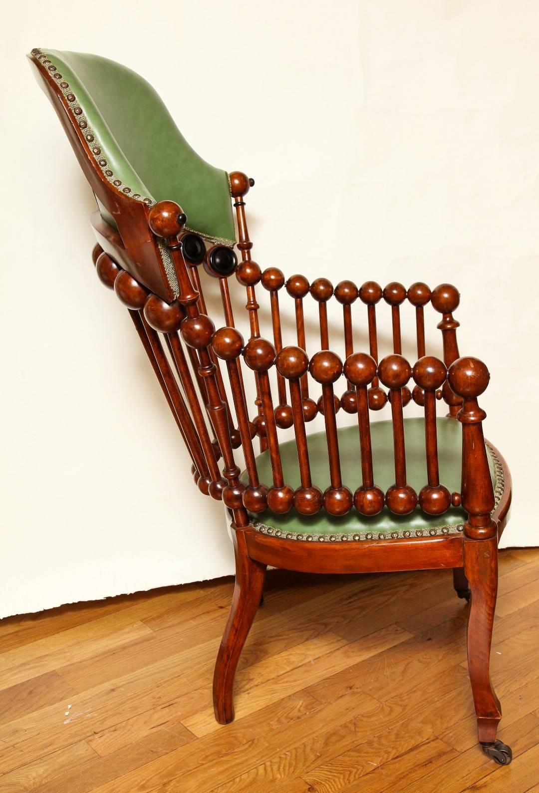 Matching Green Upholstered Armchair and Rocker by Hunzinger In Good Condition In New York, NY