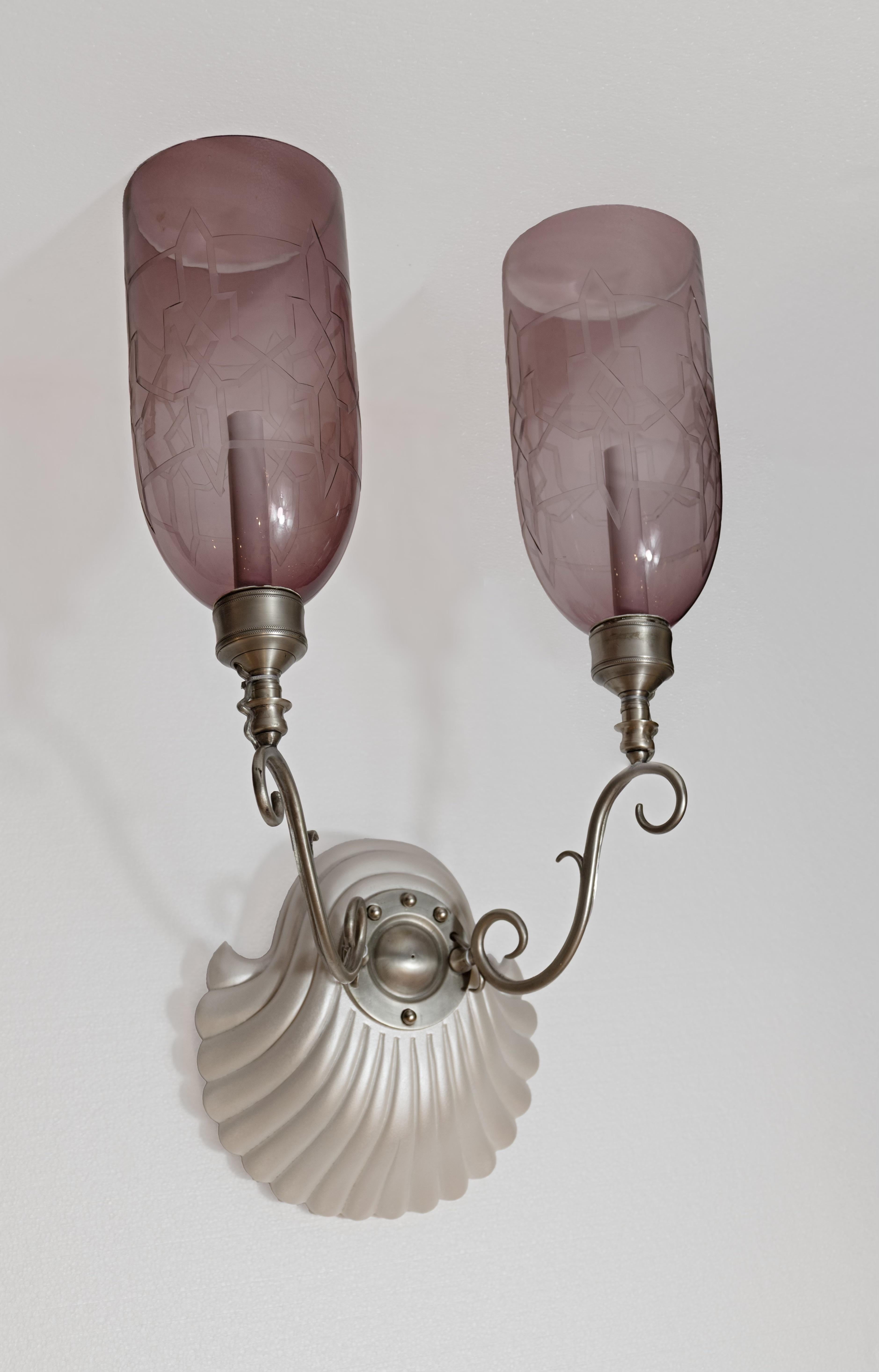 American A Pair of Coquille Sconces by David Duncan Studio For Sale