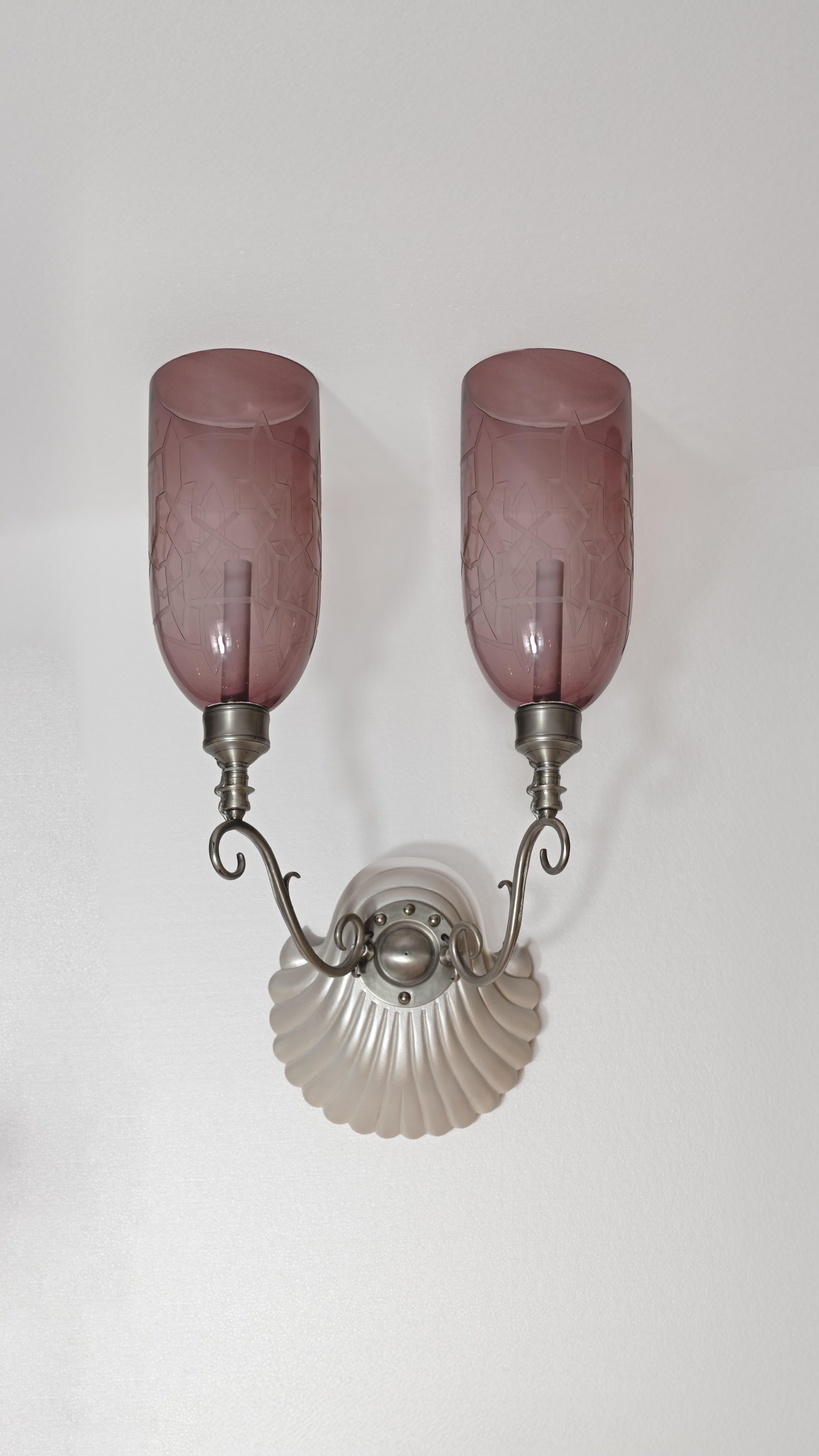 Anglo-Indian A Pair of Coquille Sconces by David Duncan Studio For Sale