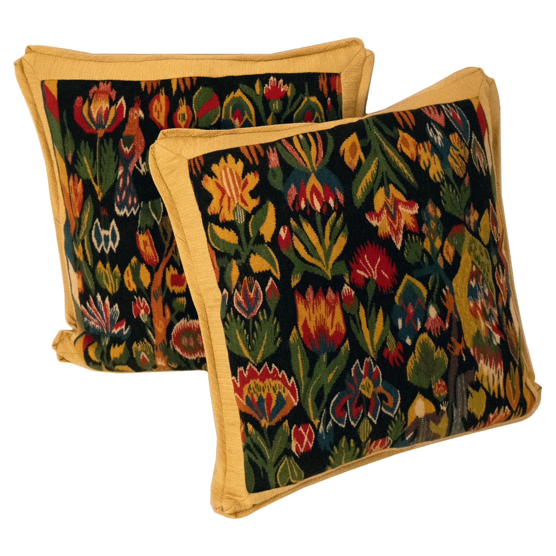 A Pair of Flemish Tapestry Cushions For Sale