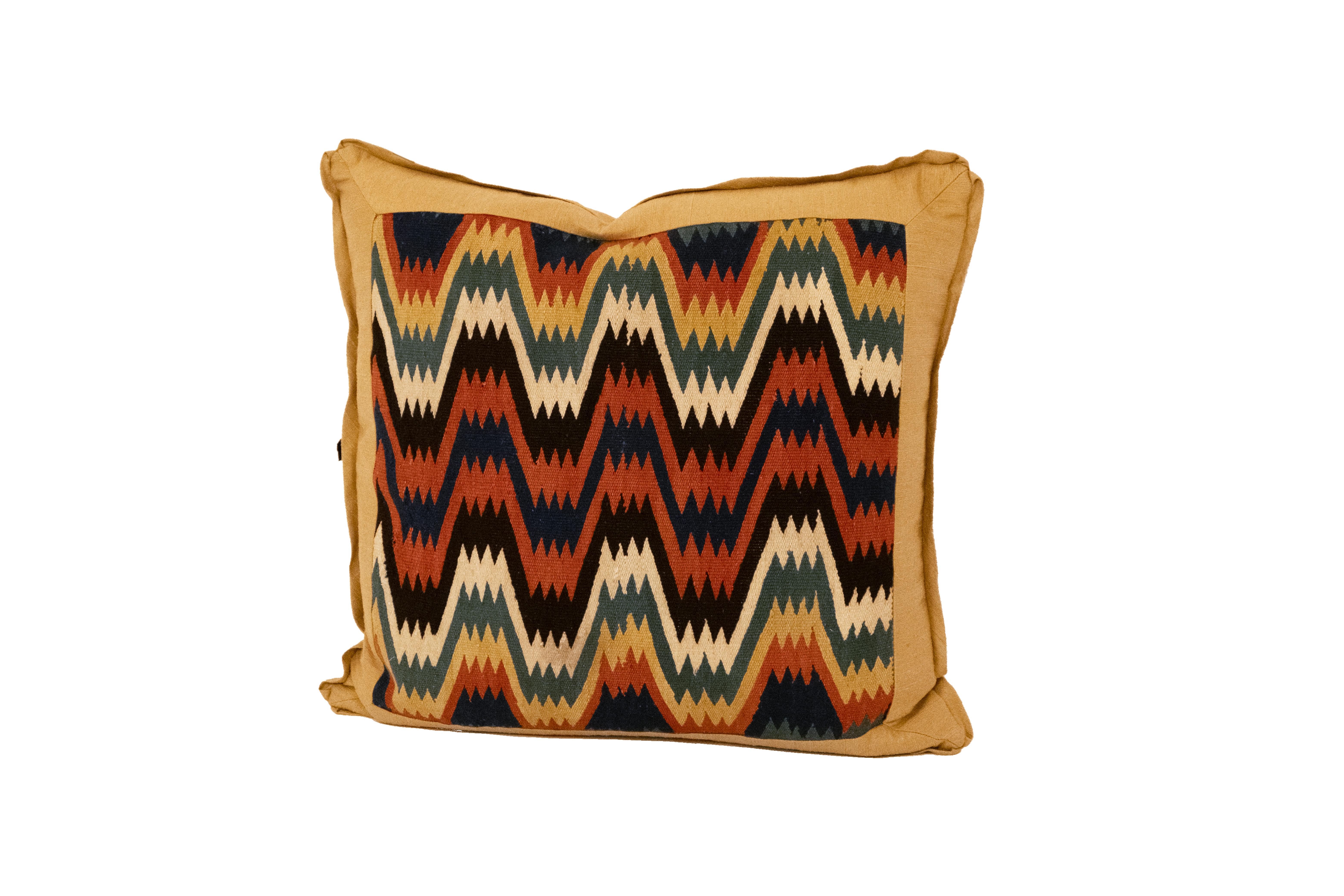 Hand-Woven A Pair of Flame-Stitched Tapestry Cushions For Sale
