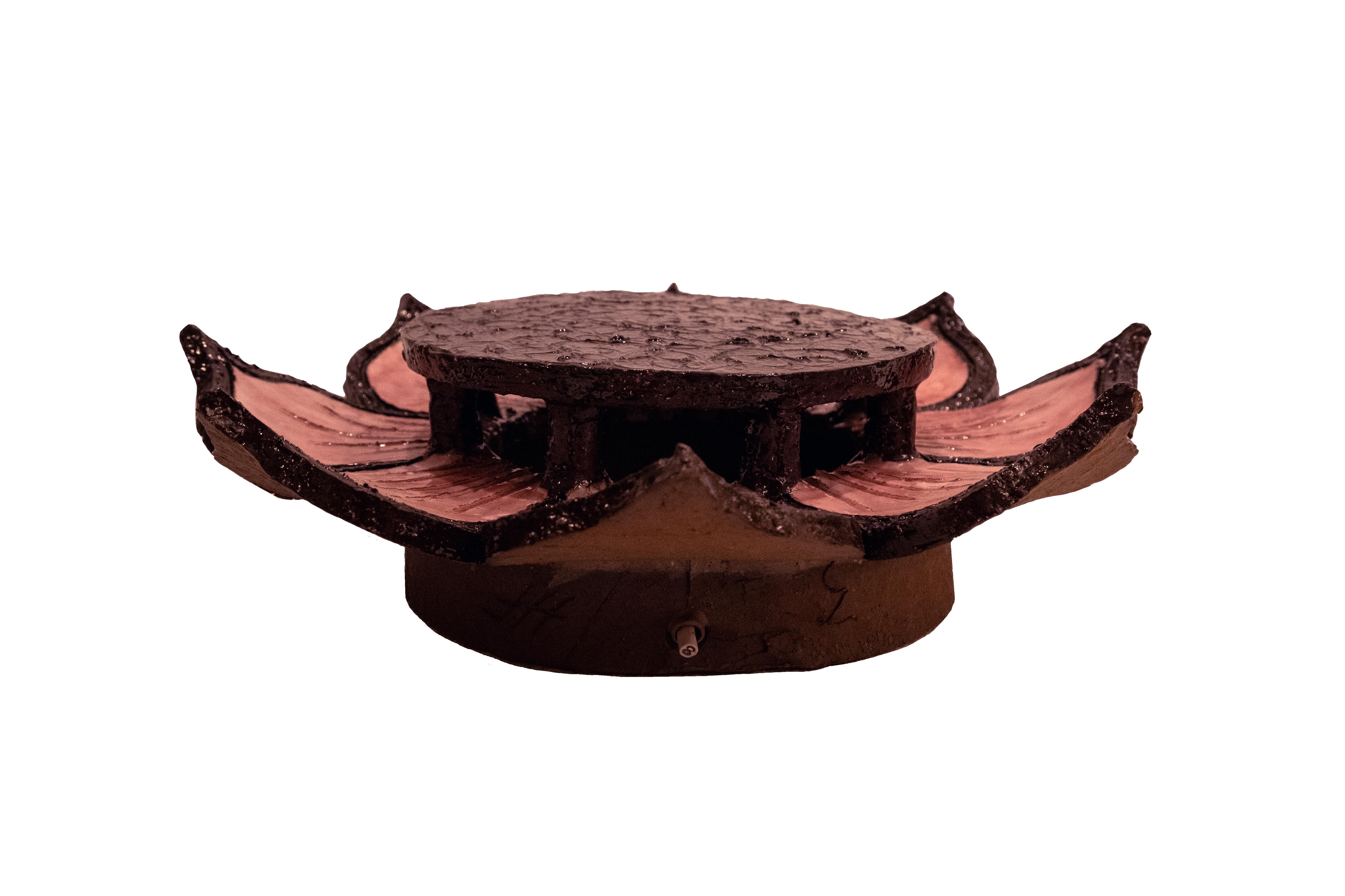 A Set of Three Stoneware Wall Lights in the Form of Flowers For Sale 1