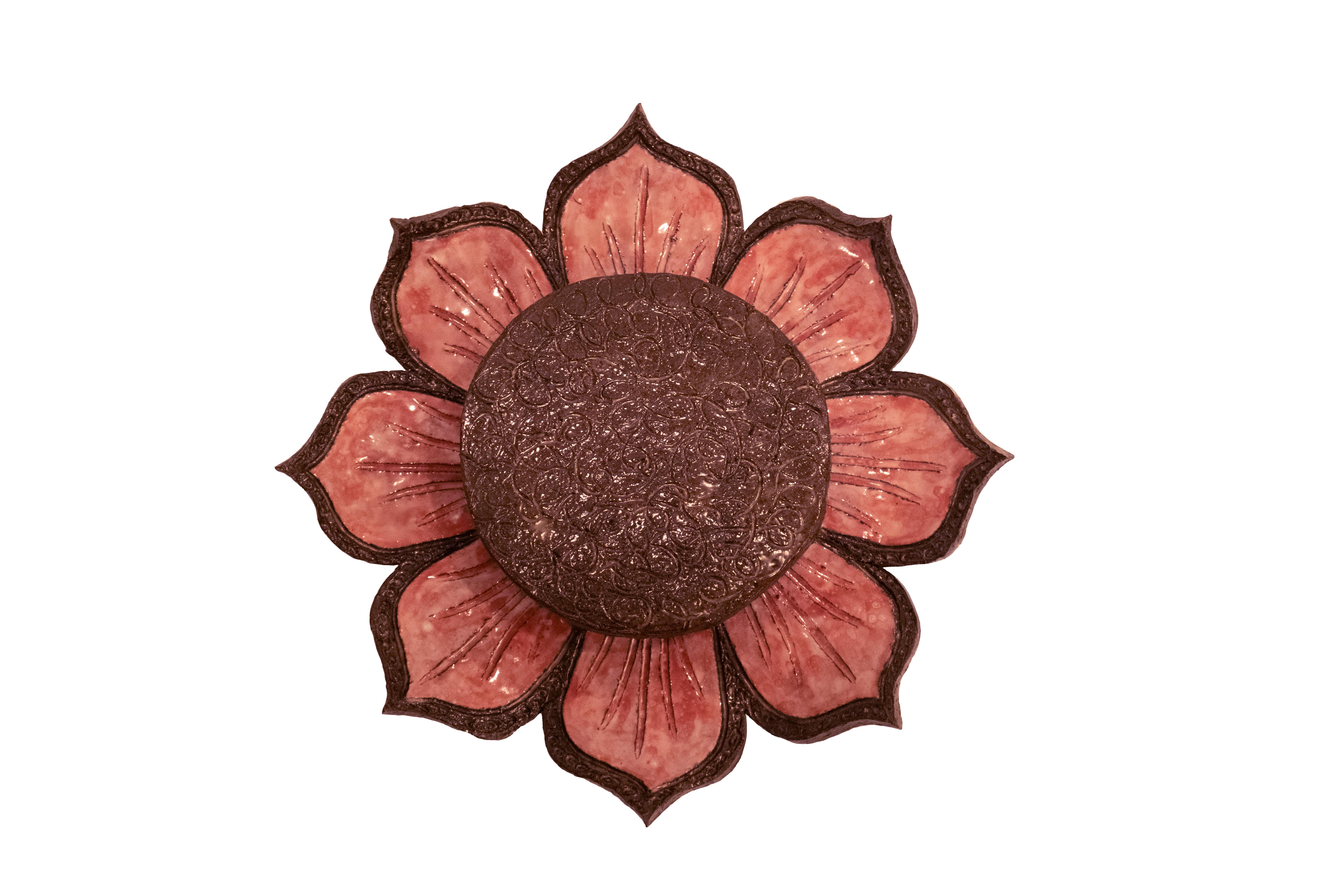 A Set of Three Stoneware Wall Lights in the Form of Flowers In Good Condition For Sale In New York, NY