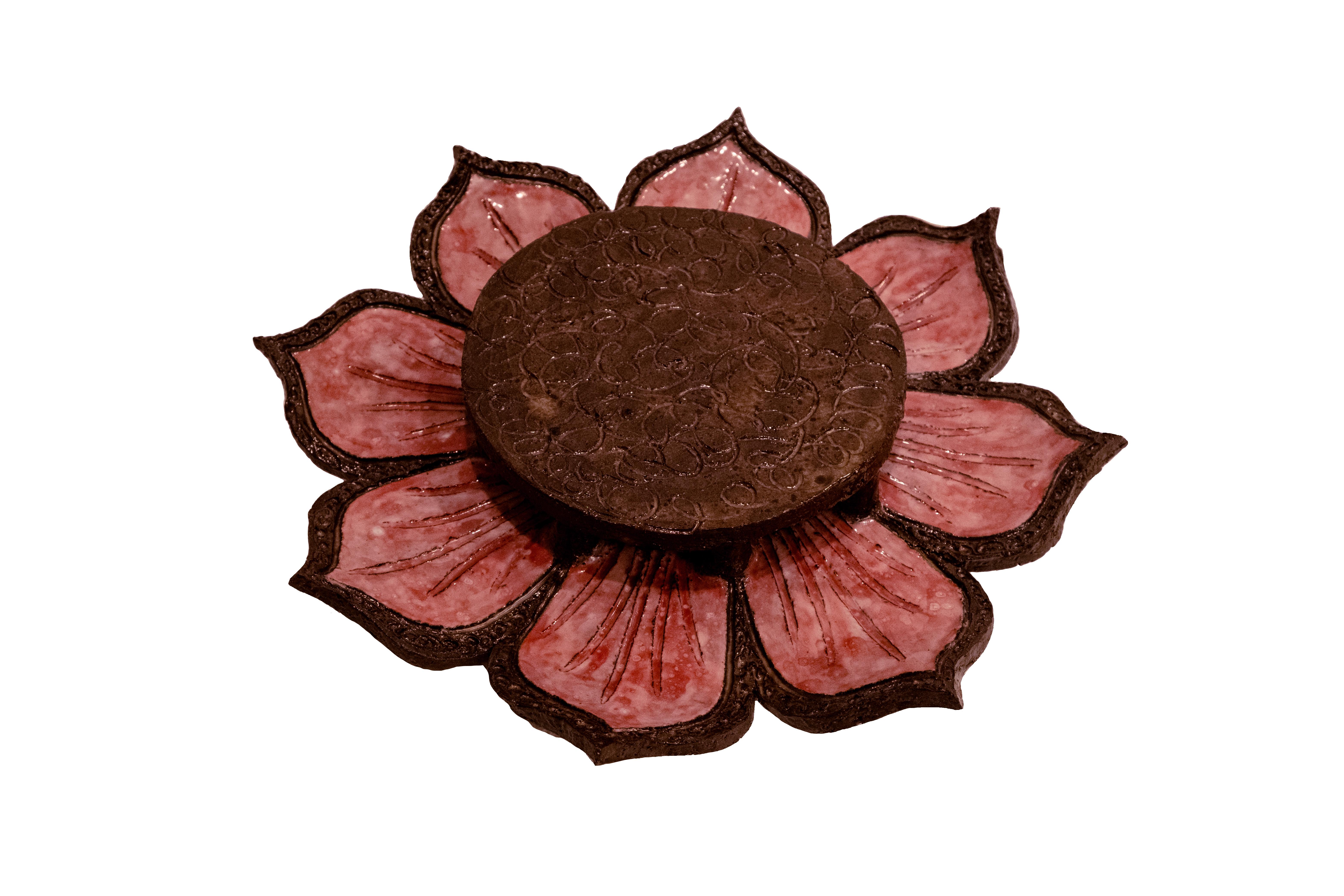 Swedish A Set of Three Stoneware Wall Lights in the Form of Flowers For Sale