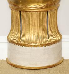 A Serge Roche Style Demilune Giltwood Console with Mirrored Top