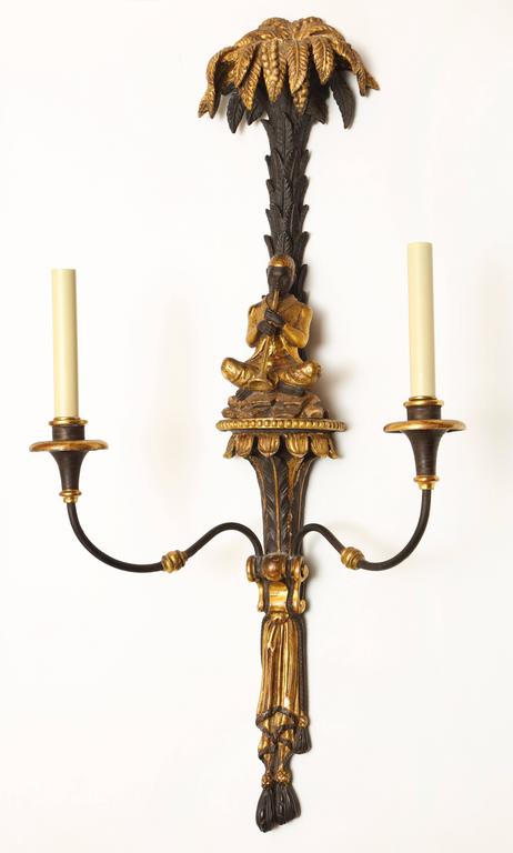 Pair of Italian Two-Light Wall Sconces For Sale at 1stdibs