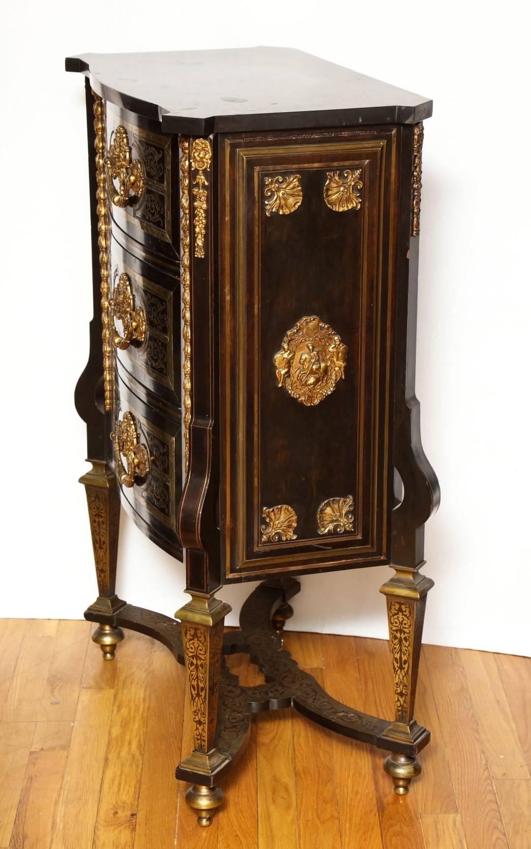French Pair of Louis XIV Style Cabinets on Stand