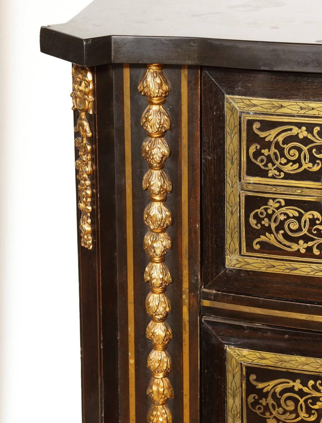 Pair of Louis XIV Style Cabinets on Stand In Excellent Condition In New York, NY