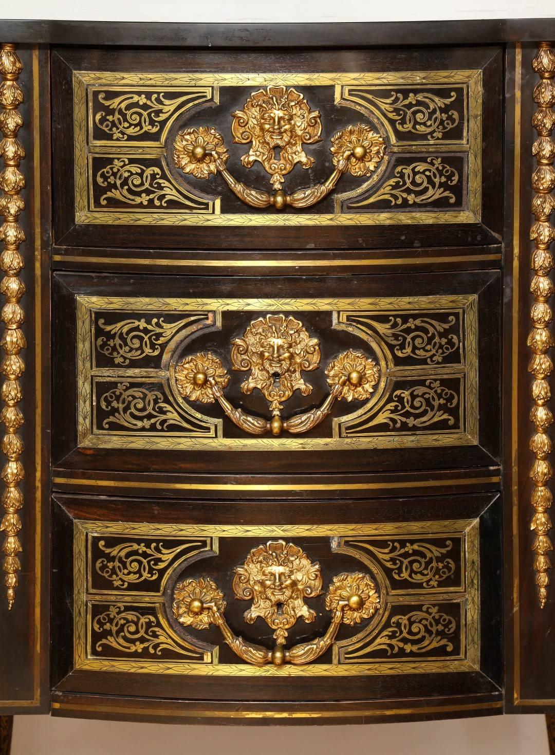 Brass Pair of Louis XIV Style Cabinets on Stand