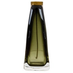 A Pair of Olive Green Glass Table Lamps by Carl Fagerlund for Orrefors