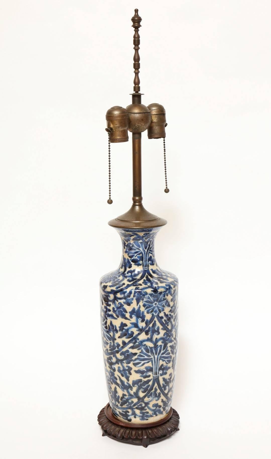 Late 19th Century Moorish Blue and White Painted Table Lamp