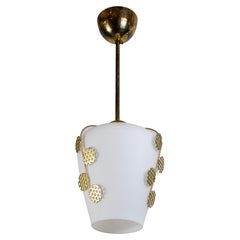 A Swedish Modern Pendant with Brass Leaf Detail