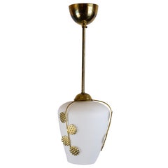 A Swedish Modern Pendant with Brass Leaf Detail