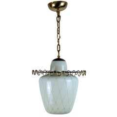 A Swedish Modern Glass Pendant with Filagree Detail