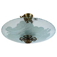 A Swedish Etched Glass Pendant, Attributed to Glössner & Co.