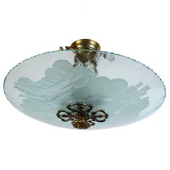 A Swedish Etched Glass Pendant, Attributed to Glössner & Co.