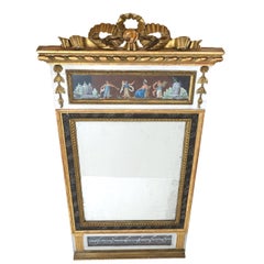 A Gilt and Painted Wood Gustavian Mirror