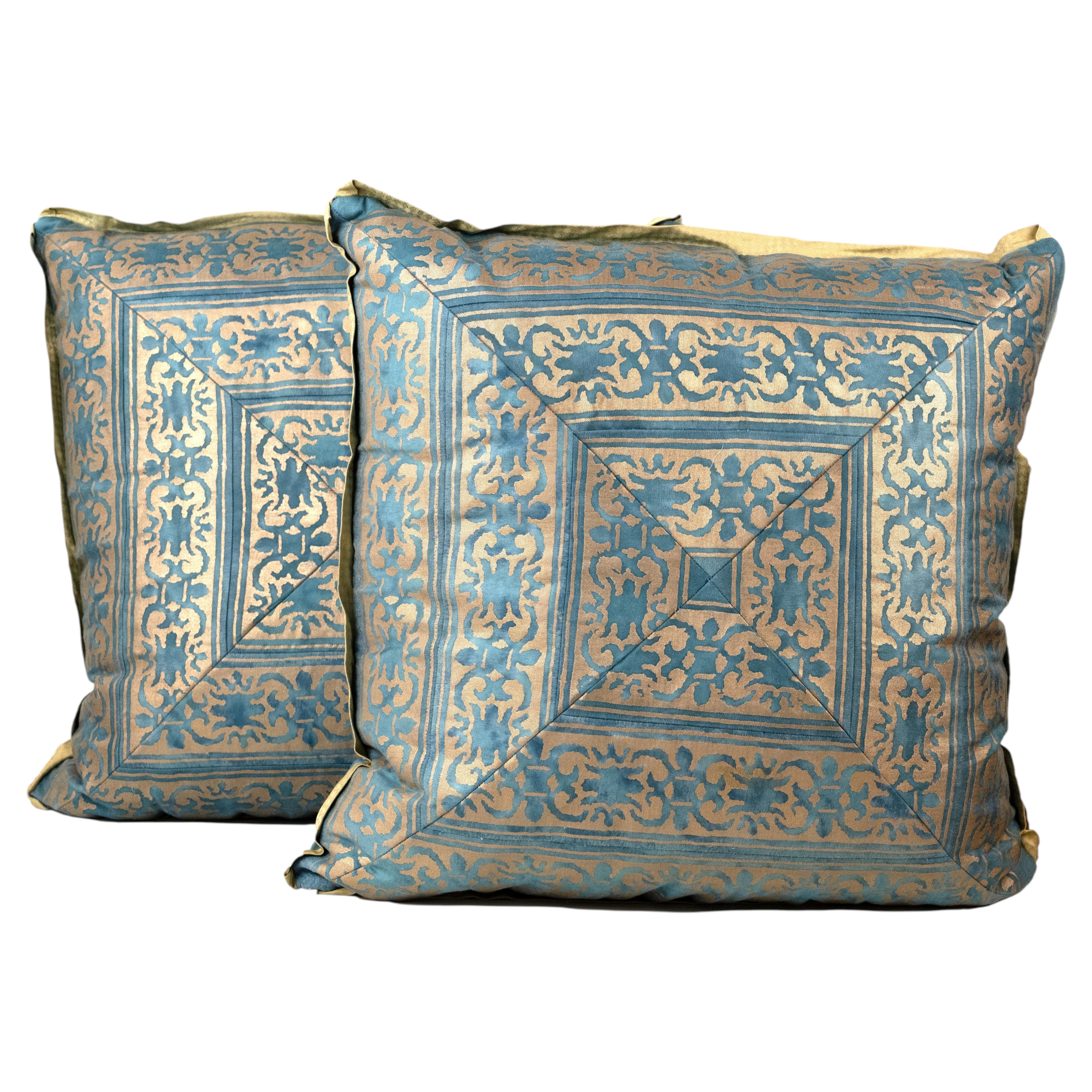A Pair of Mitered Fortuny Cushions