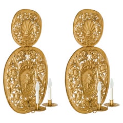 A Pair of Two-Light Dutch Baroque-Style Repousse Sconces