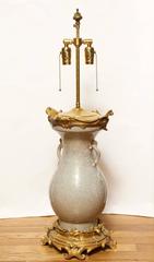 Louis XV Style Ormolu-Mounted Crackle Glaze Vase Mounted as Lamp