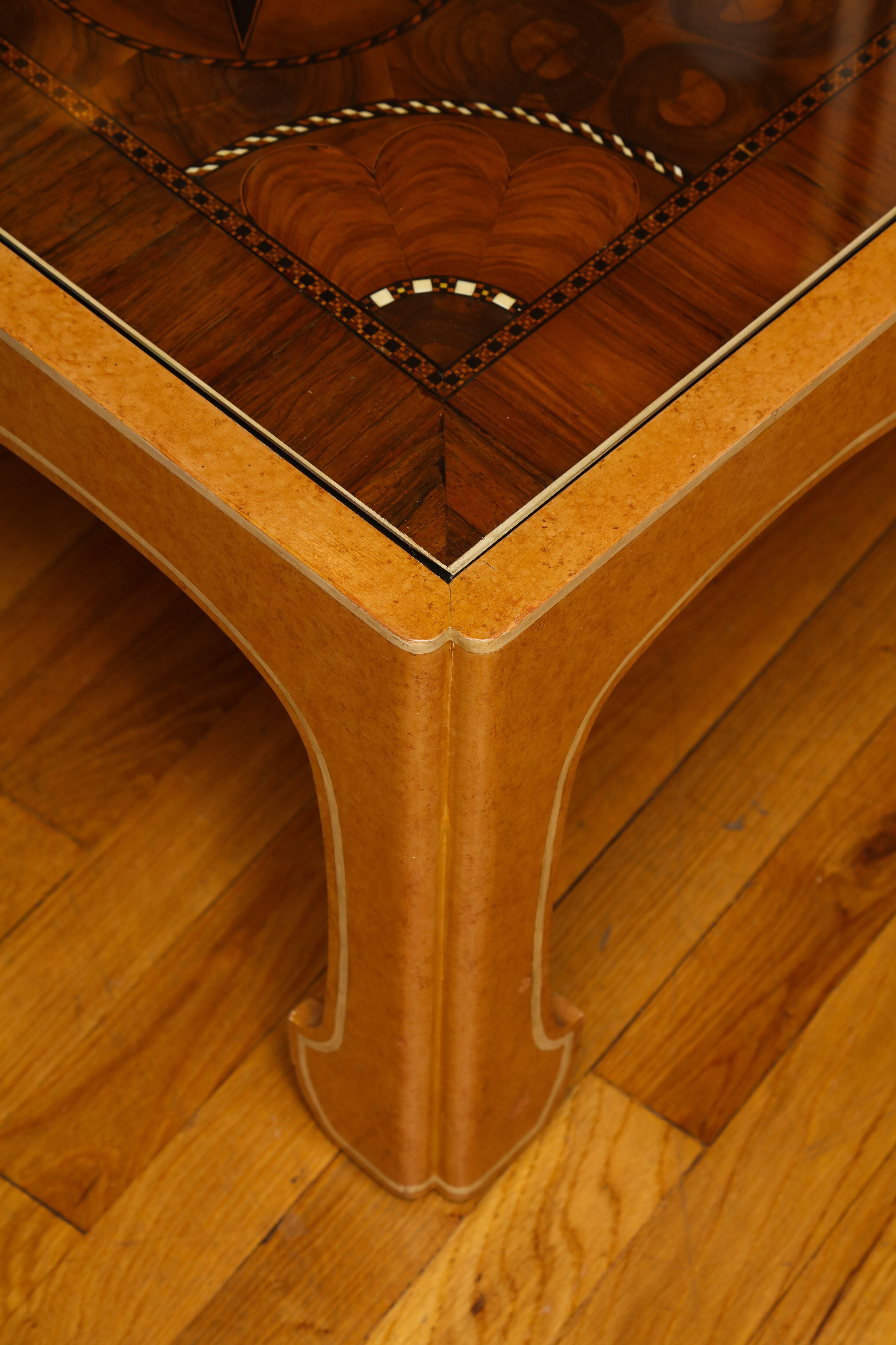 Custom-Made Oyster Veneered Low Table by Mallet London 1