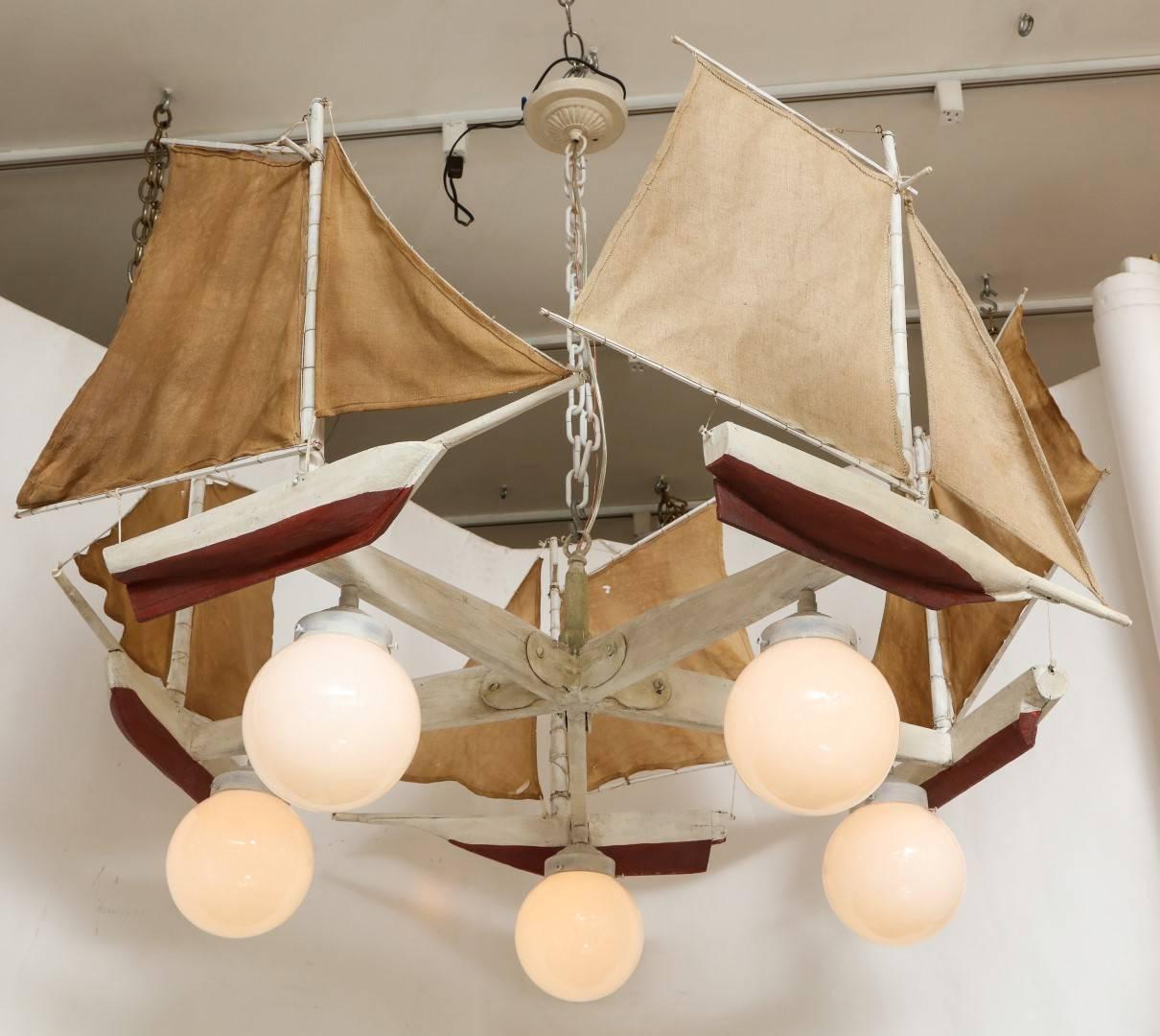 North American An American 5-Light Sailboat form Chandelier 