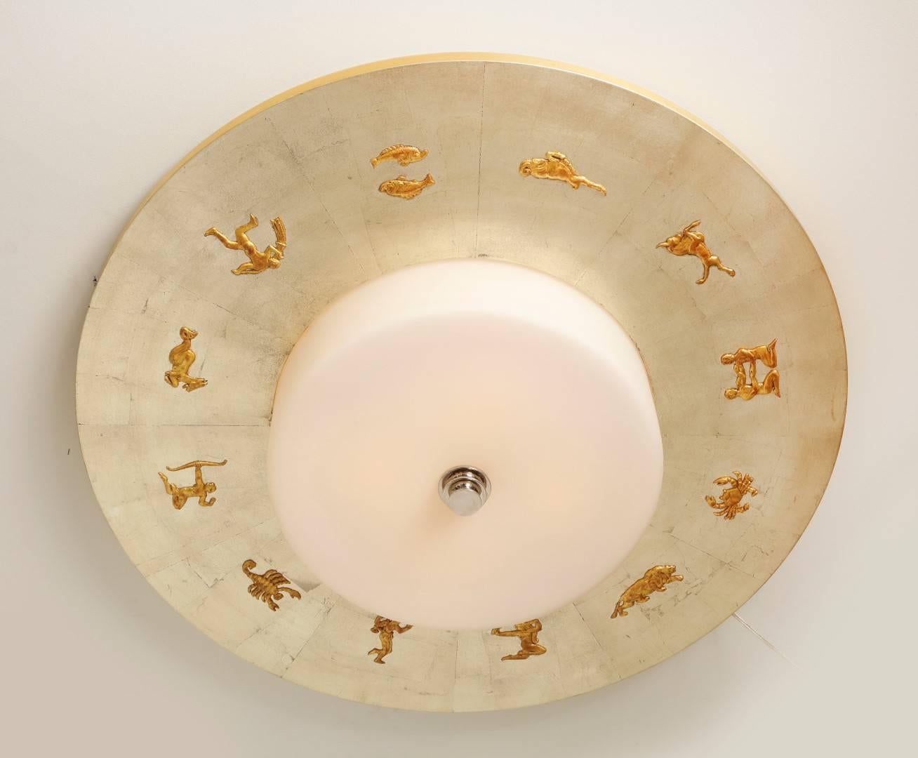 Contemporary Zodion Flush Mount by David Duncan, Swedish Grace Inspired Ceiling Light For Sale