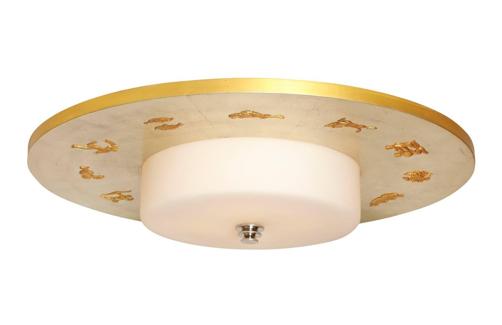 Zodion Flush Mount by David Duncan, Swedish Grace Inspired Ceiling Light For Sale 1