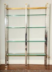 Karl Springer Chrome and Polished Brass Etagere