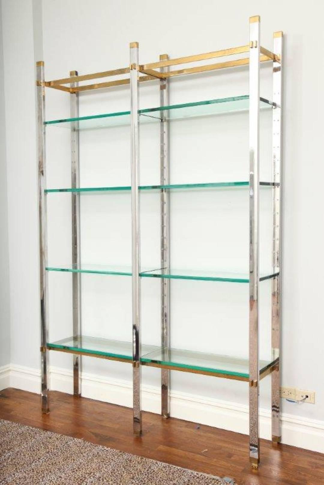 American Karl Springer Chrome and Polished Brass Etagere For Sale