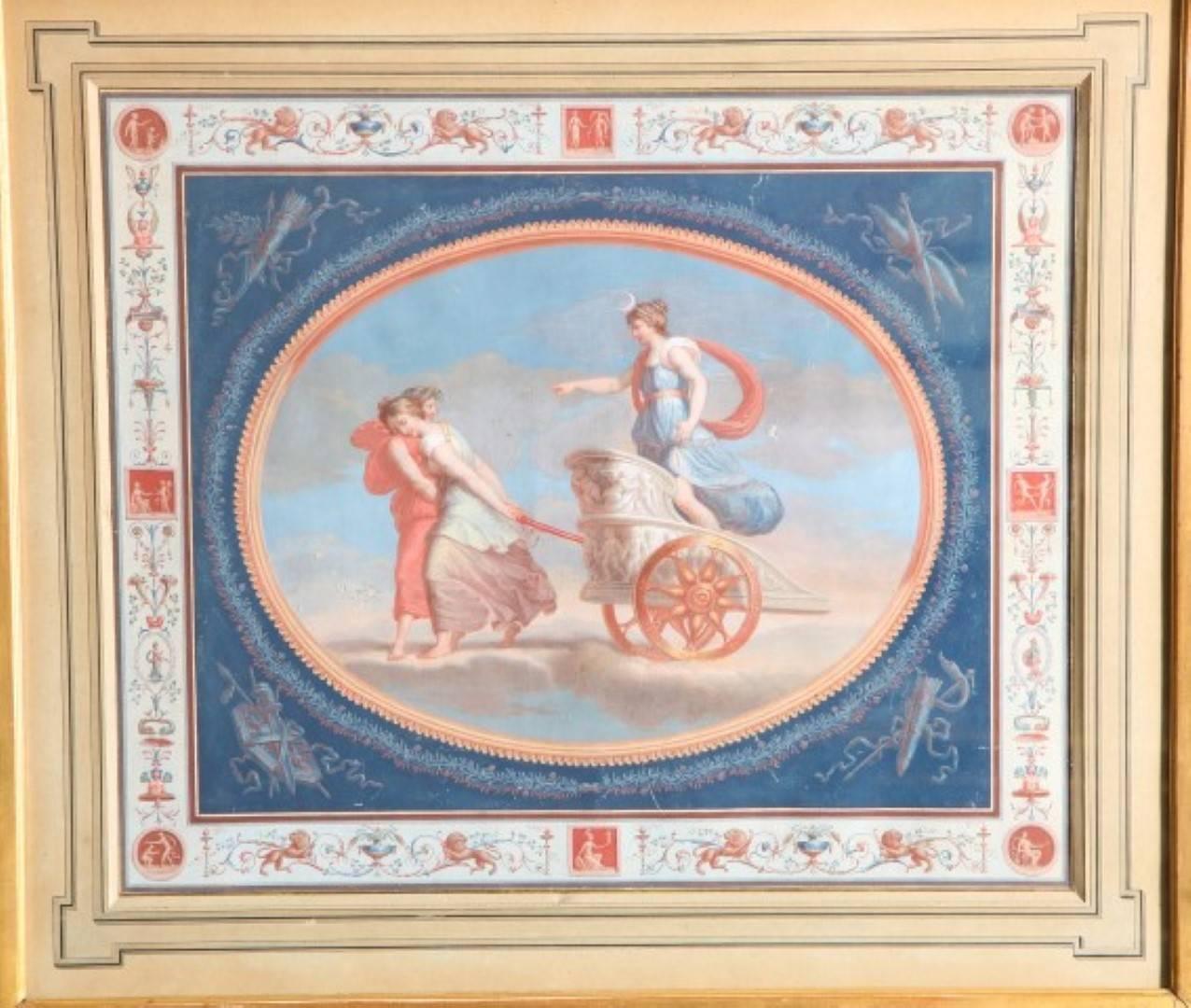 Neoclassical Pair of French Gouaches Depicting Classical Scenes