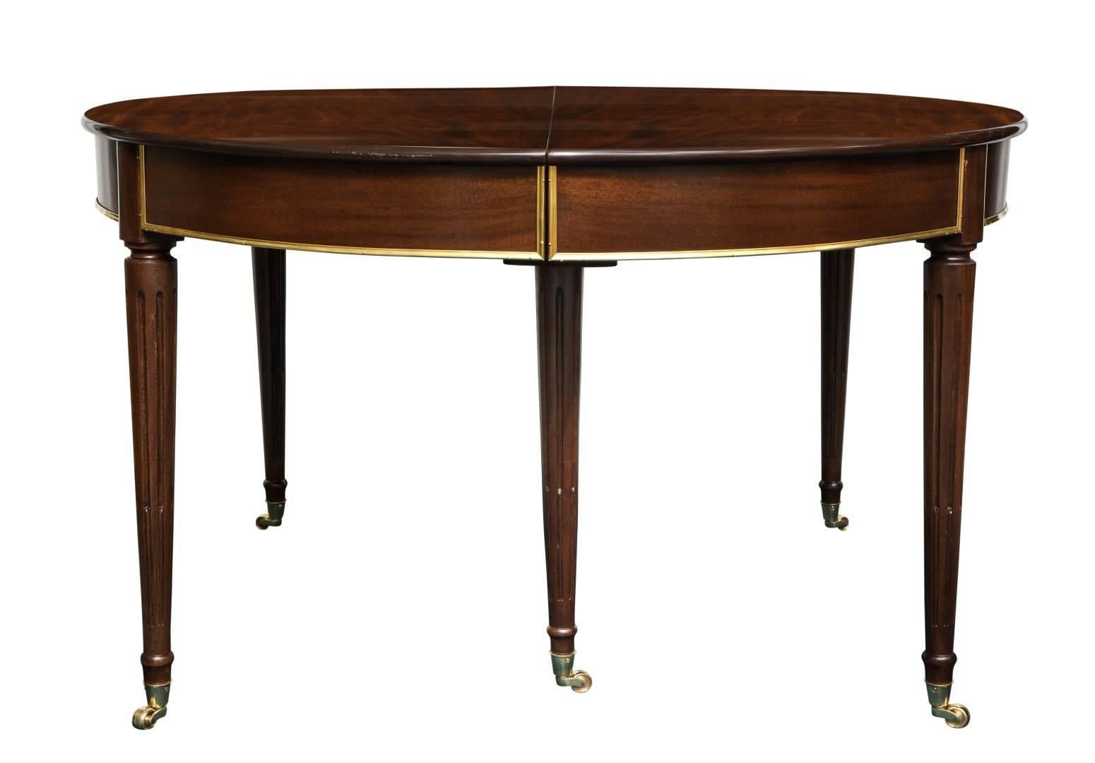 Brass Louis XVI Style Mahogany Dining Table